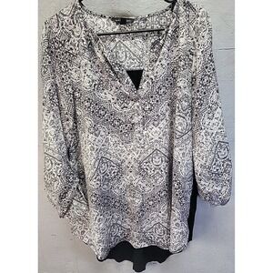 Rock‎ & Republic Black  Gray Women's Stretch Blouse XL Y2K